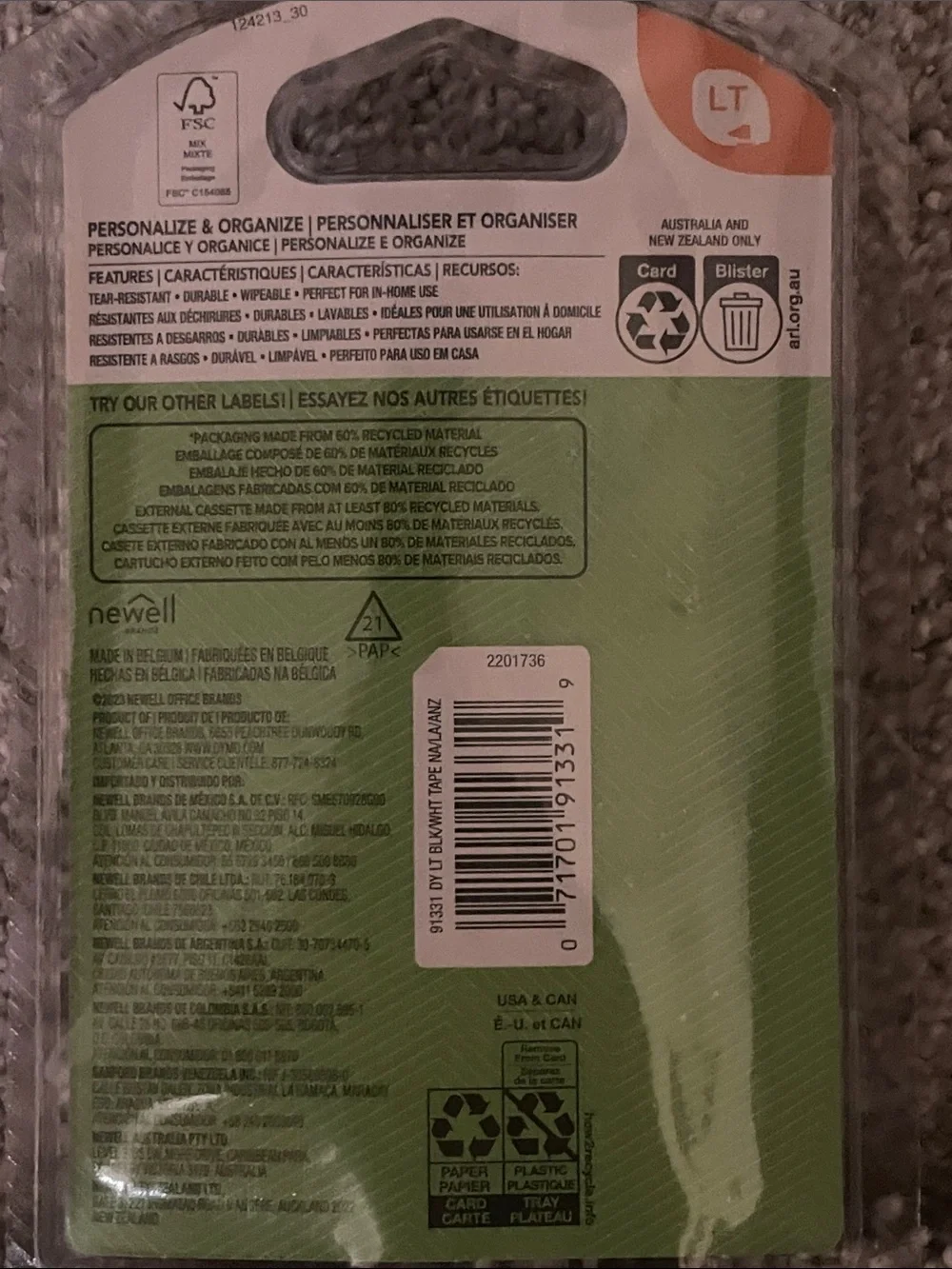 Dymo White and Black Label Tape Refill